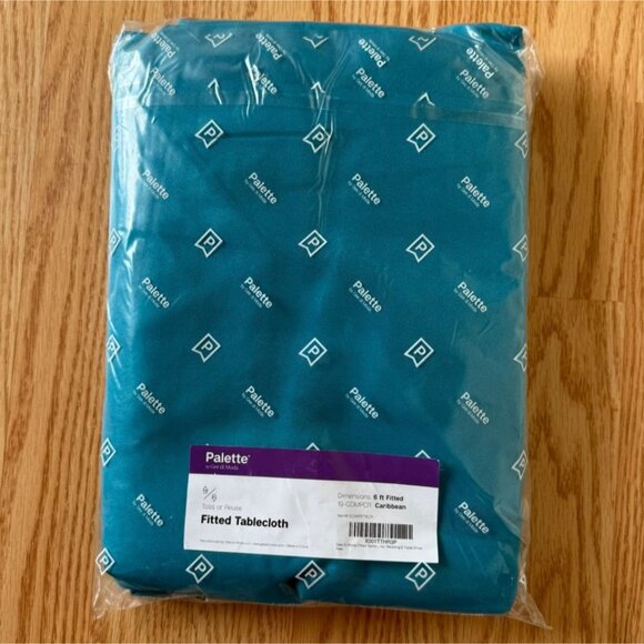 Fitted Cloth Tablecloth 6 Ft Floor Length Caribbean Blue Durable Reusable NEW - Picture 10 of 12